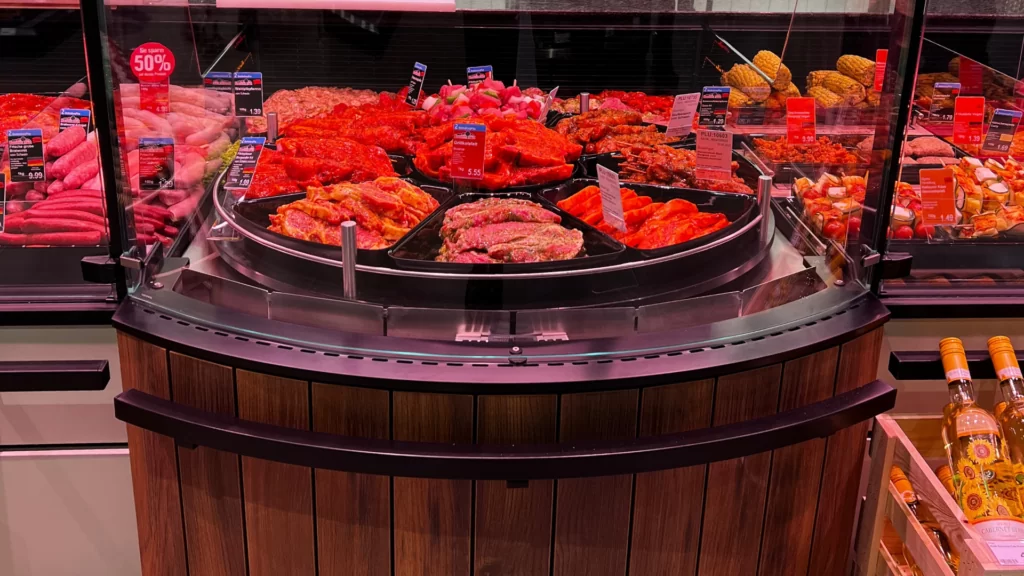 Fleischereitheke rund
